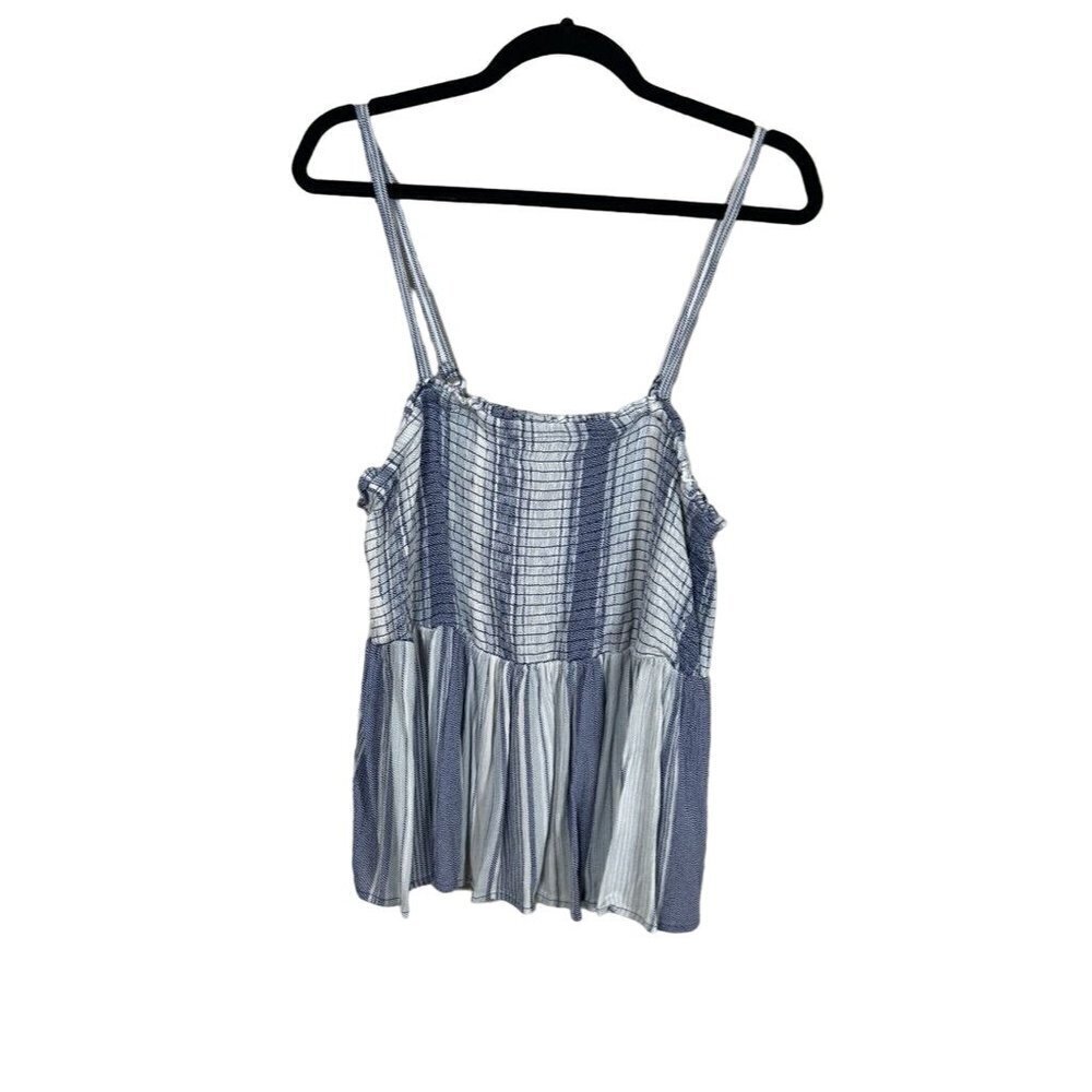 torrid Blue & White Striped Smocked Babydoll Tank
